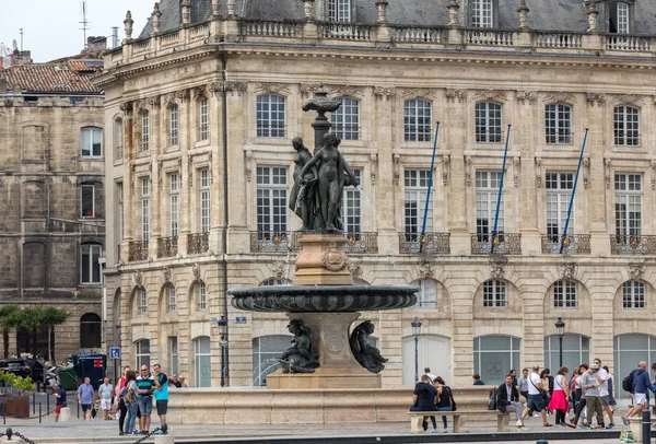 Bordeaux Franciaország 2018 Szeptember Fountain Three Graces Place Bourse Bordeaux — Stock Fotó