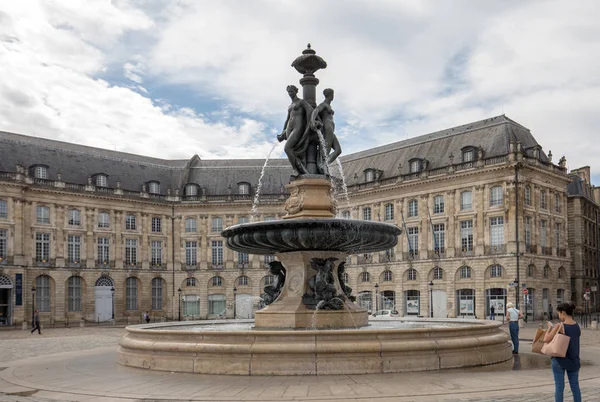 Bordéus França Setembro 2018 Fonte Das Três Graças Place Bourse — Fotografia de Stock