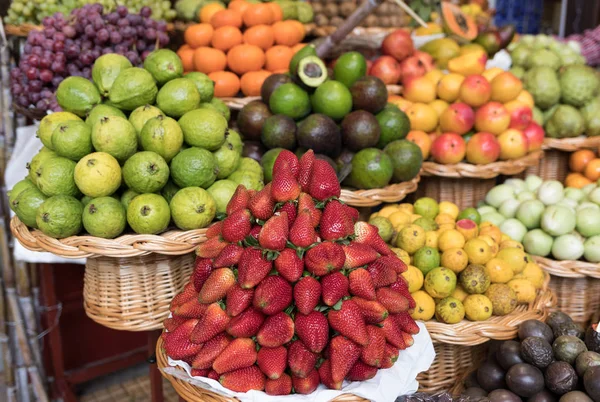 Fresh Exotic Fruits Mercado Dos Lavradores Funchal Madeira Portugal — Stock Photo, Image