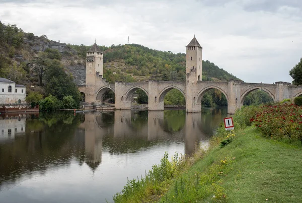 Medieval Pont Valentre River Lot Cahors Lot Γαλλία — Φωτογραφία Αρχείου