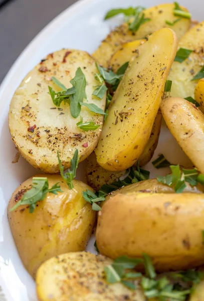 Potatoes Herbs Sprinkled Green Parsley — Stock Photo, Image