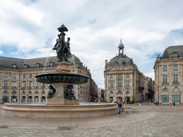 Bordéus França Setembro 2018 Fonte Das Três Graças Place Bourse — Fotografia de Stock