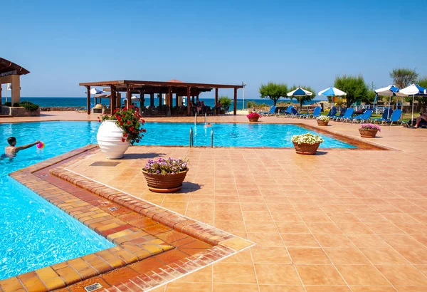Malia Creta Grecia Junio 2019 Piscina Hotel Lujo Malia Creta — Foto de Stock