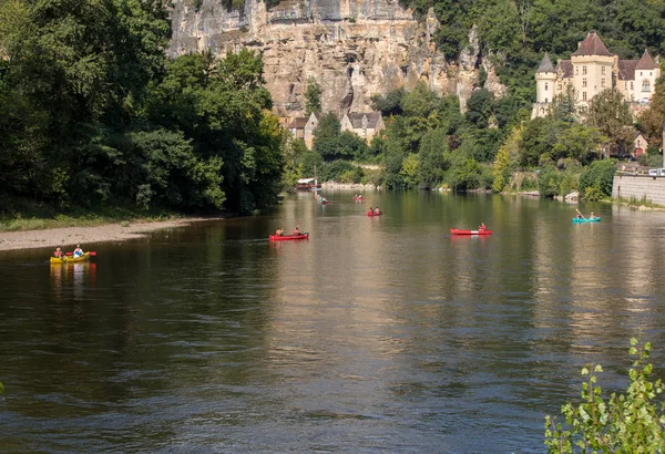 Roque Gageac Dordogne Frankrijk September 2018 Kanovaren Toeristenboot Het Frans — Stockfoto