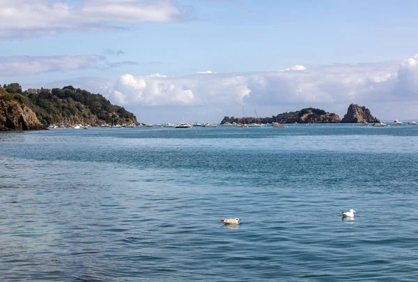 Cancale Francia Septiembre 2018 Barcos Pesca Yates Amarrados Bahía Durante — Foto de Stock