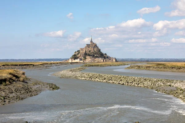 Mont Saint Michel Ünlü Manastırı Olan Ada Normandiya Fransa — Stok fotoğraf