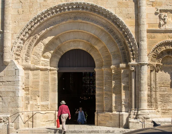 Saint Emilion França Setembro 2018 Entrada Portal Igreja Collegiale Saint — Fotografia de Stock