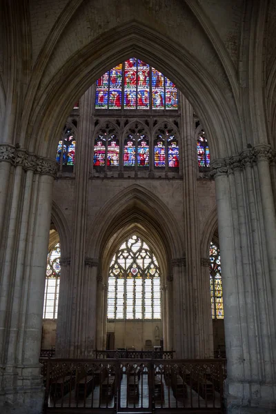 Troyes Frankrijk Augustus 2018 Kleurrijke Glas Loodramen Kathedraal Van Troyes — Stockfoto
