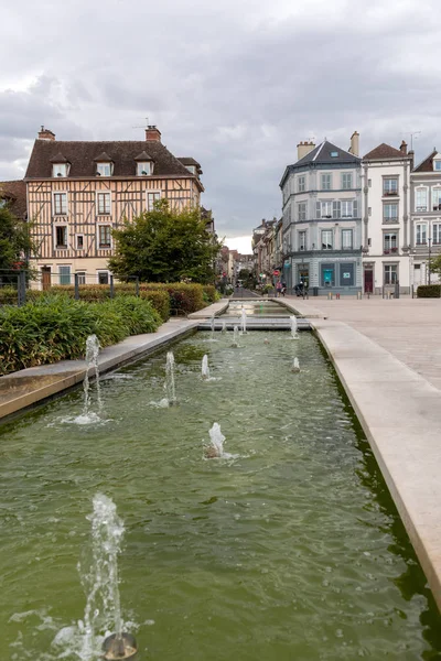 Troyes Frankreich August 2018 Brunnen Auf Der Place Liberation Troyes — Stockfoto