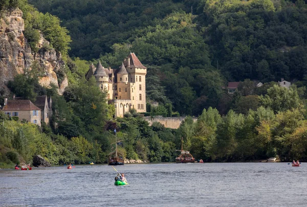 Roque Gageac Dordogne Frankreich September 2018 Kanu Und Touristenboot Auf — Stockfoto