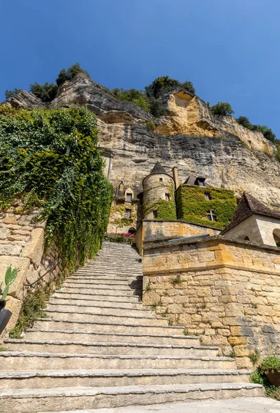 Majestic Stone Staircase Roque Gageac Charming Town Dordogne Valley France — Stock Photo, Image