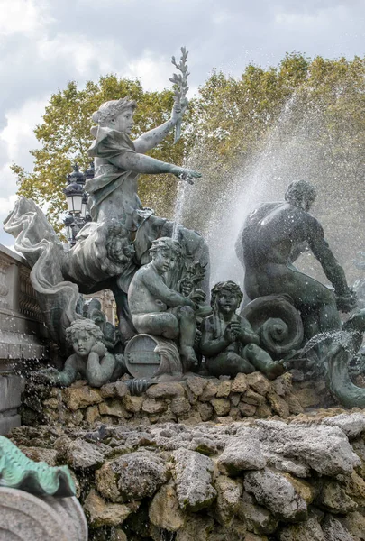 Bordeaux Frankrike September 2018 Esplanade Des Quinconces Fontän Monument Aux — Stockfoto