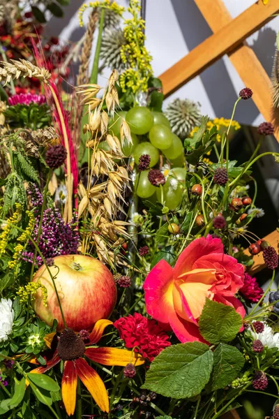 Floristic bouquet of flowers, herbs and fruits that are the symbol of summer