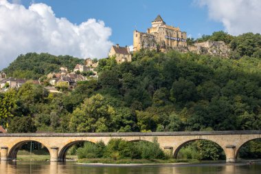 Castelnaud, Dordogne, Fransa - 7 Eylül 2018: Castelnaud Şatosu, Castelnaud-la-Chapelle, Dordogne, Aquitaine, Fransa