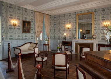 Dordogne, Fransa - 3 Eylül 2018: Castle odalarda Jardins de Marqueyssac Fransa'nın Dordogne bölgesinde