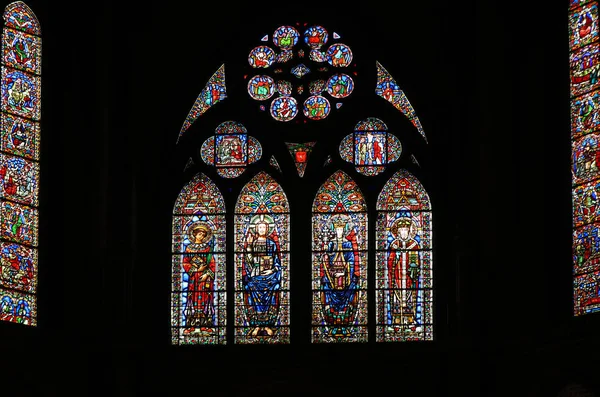 Cahors Frankrijk September 2018 Glas Lood Ramen Saint Etienne Cathedral — Stockfoto