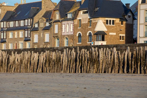 Malo France Septembre 2018 Plage Soleil Soir Bâtiments Long Promenade — Photo