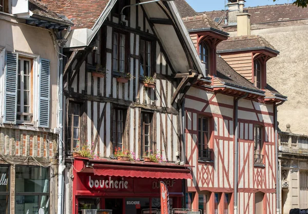 Troyes França Agosto 2018 Edifícios Antigos Meia Madeira Troyes Aube — Fotografia de Stock