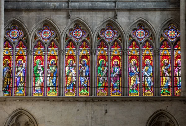 Troyes Frankrijk Augustus 2018 Kleurrijke Glas Loodramen Kathedraal Van Troyes — Stockfoto