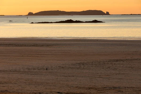 Vista Pôr Sol Beleza Praia Saint Malo Bretanha França — Fotografia de Stock