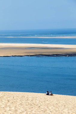 Pilat Dune, Fransa - 10 Eylül 2018: Pilat Dune çift, Avrupa'nın en uzun kum ulan. La Teste-de-Buch, Arcachon Bay, Aquitaine, Fransa 