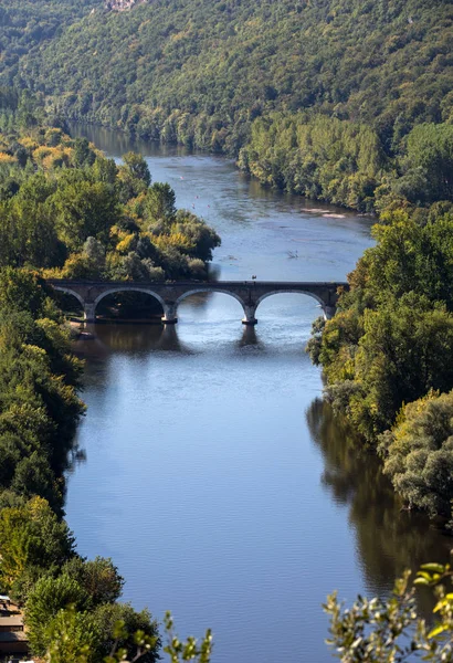 Pohled Údolí Řeky Dordogne Hradu Beynac Cazenac Aquitaine Francie — Stock fotografie