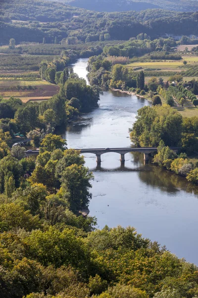 View River Dordogne Dordogne Valley Walls Old Town Domme Dordogne — Stock Photo, Image