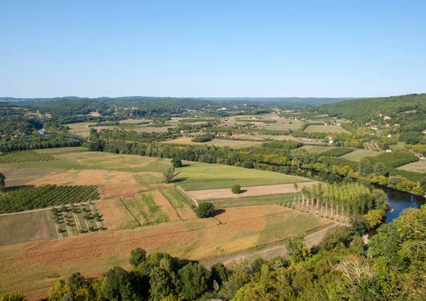 Pohled Polí Luk Údolí Dordogne Hradeb Starého Města Domme Dordogne — Stock fotografie