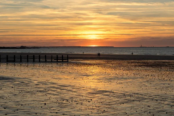 Belleza Vista Del Atardecer Desde Playa Saint Malo Bretaña Francia —  Fotos de Stock