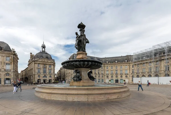 Bordeaux Francia Settembre 2018 Fontana Delle Tre Grazie Place Bourse — Foto Stock