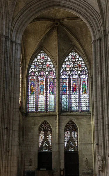 Troyes Fransa Ağustos 2018 Renkli Vitray Pencereler Içinde Basilique Saint — Stok fotoğraf