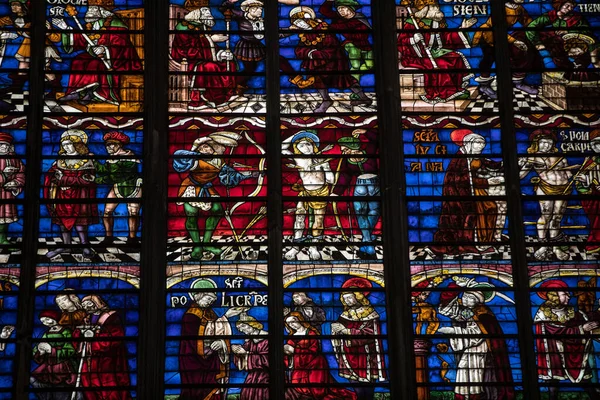 Troyes Francia Agosto 2018 Coloridas Vidrieras Catedral Troyes Dedicadas San — Foto de Stock