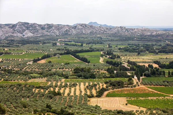 Panoramatický Pohled Údolí Luberon Slavné Středověké Vesnice Les Baux Provence — Stock fotografie