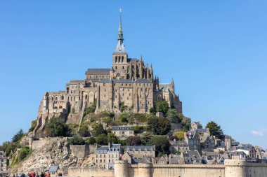 Le Mont-Saint-Michel, Fransa - 13 Eylül 2018: Mont-Saint-Michel, ünlü manastır, Normandiya, Fransa