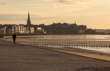 Saint-Malo, Fransa - 16 Eylül 2018: Saint Malo, Fransa, Ille et Vilaine, Brittany, Fransa,