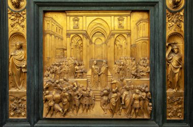 Baptistery - Florence . The door of paradise. Panel of the Door of Paradise - Solomon and the queen of Sheba clipart