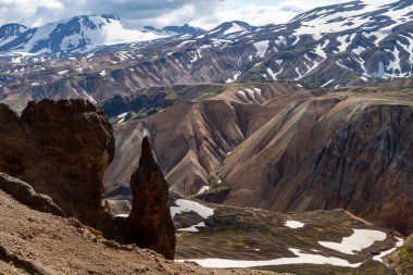 Fjallabak Doğa Rezervi 'ndeki Landmannalaugar volkanik dağları. İzlanda