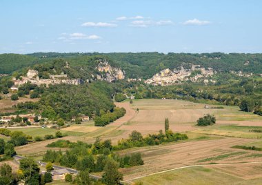Dordogne Nehri Vadisi La Roque-Gageac, Aquitaine, Fransa alanında peyzaj