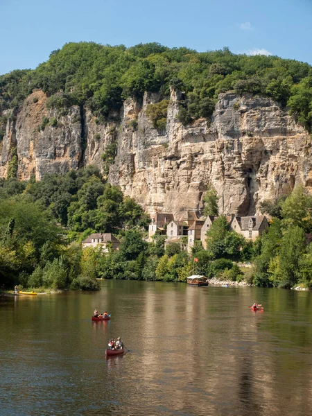 Roque Gageac Dordogne Frankrijk September 2018 Kanovaren Toeristenboot Het Frans — Stockfoto