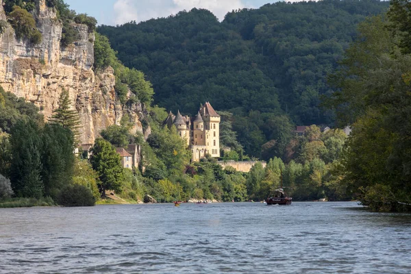 Roque Gageac Dordogne Frankreich September 2018 Kanu Und Touristenboot Auf — Stockfoto