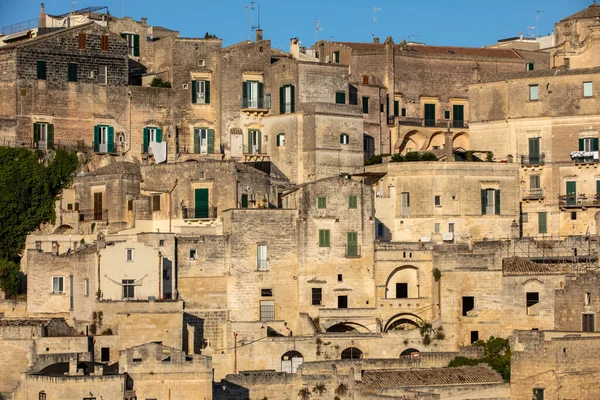 마테라 Sassi Matera 전경은 마테라 역사적 지역으로 주거지로 알려져 바실리카타 — 스톡 사진