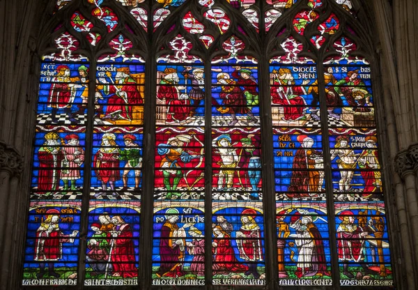 Troyes Francia Agosto 2018 Coloridas Vidrieras Catedral Troyes Dedicadas San — Foto de Stock