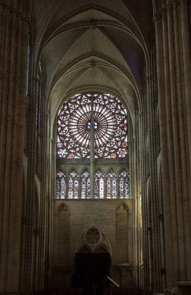 Troyes Frankreich August 2018 Bunte Glasfenster Der Kathedrale Von Troyes — Stockfoto