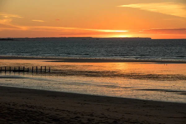 Schöne Aussicht Auf Den Sonnenuntergang Vom Strand Saint Malo Bretagne — Stockfoto