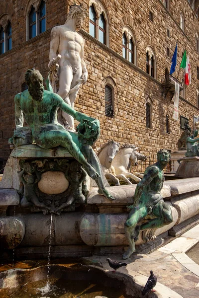 Πηγή Του Ποσειδώνα Από Τον Bartolomeo Ammannati Στην Piazza Della — Φωτογραφία Αρχείου