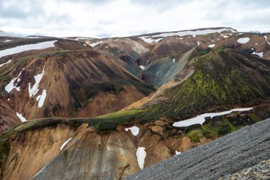 Fjallabak Doğa Rezervi 'ndeki Landmannalaugar volkanik dağları. İzlanda