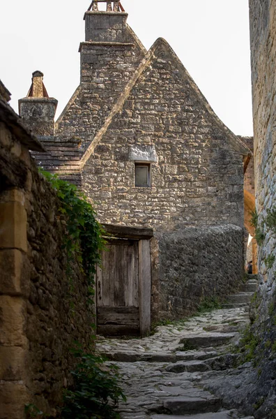 Типичный Французский Городок Древним Домом Булыжником Традиционном Городе Бейнак Казенак — стоковое фото