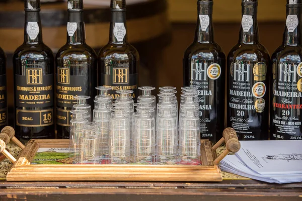 Funchal Madeira Portugal April 2018 Flaskor Med Madeira Vin Ett — Stockfoto