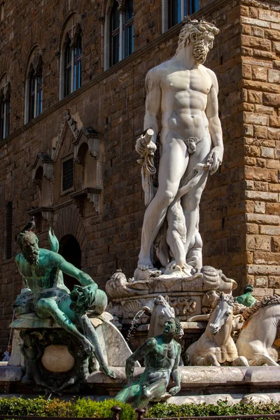 Fontána Neptun Bartolomeo Ammannati Piazza Della Signoria Florencie Itálie — Stock fotografie