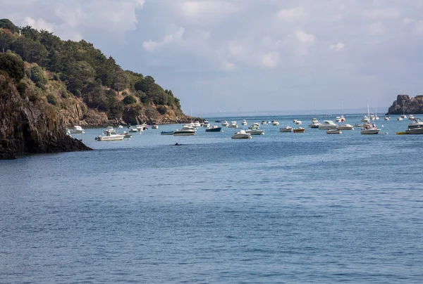 Cancale France Septembre 2018 Bateaux Pêche Yachts Amarrés Dans Baie — Photo